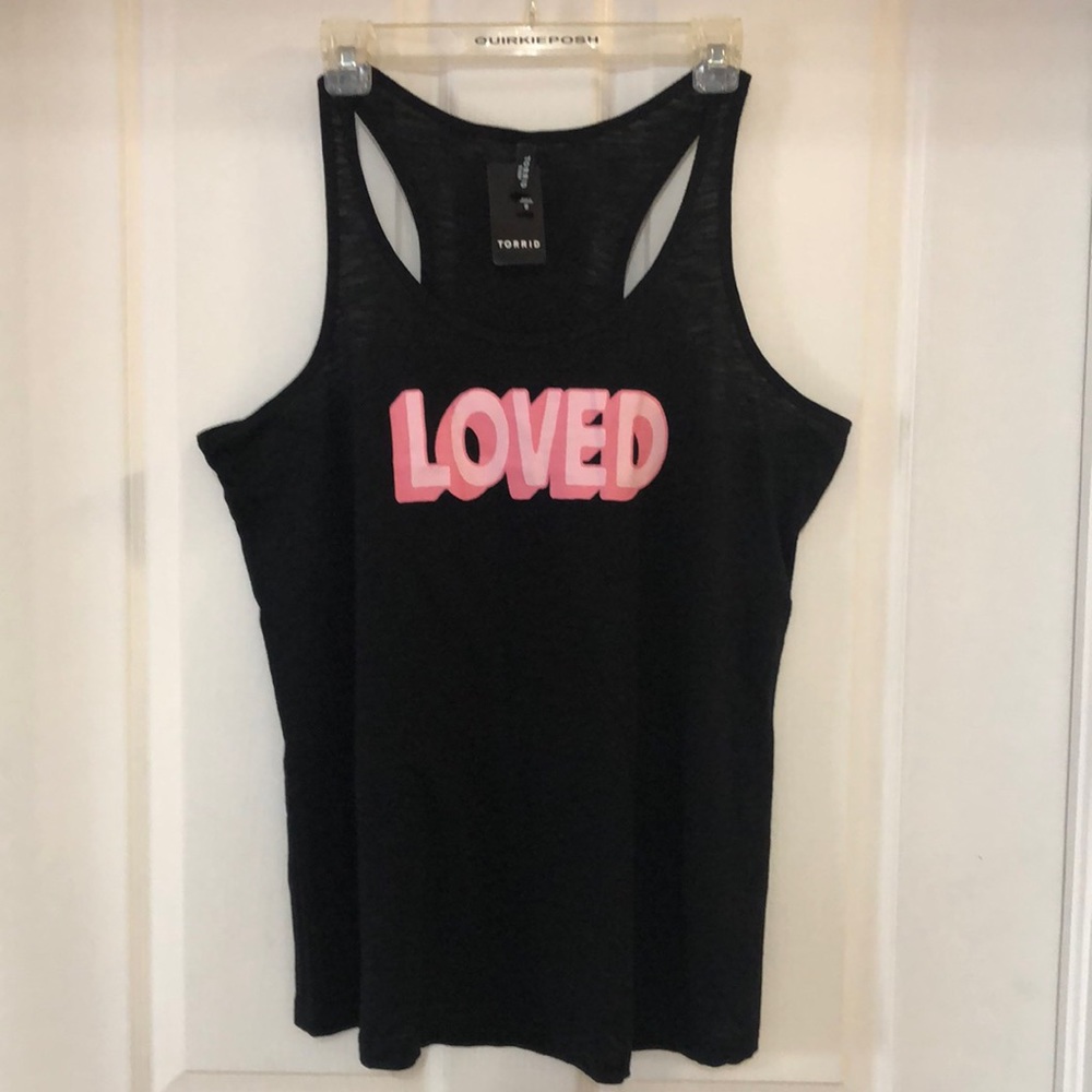 Torrid sleep/tank top LOVED Size 0/L/12 NEW with tags. Black with 2 tones pink